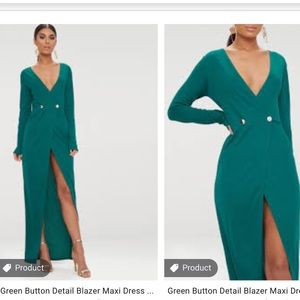 NWT Green Button Detail Blazer Maxi Dress